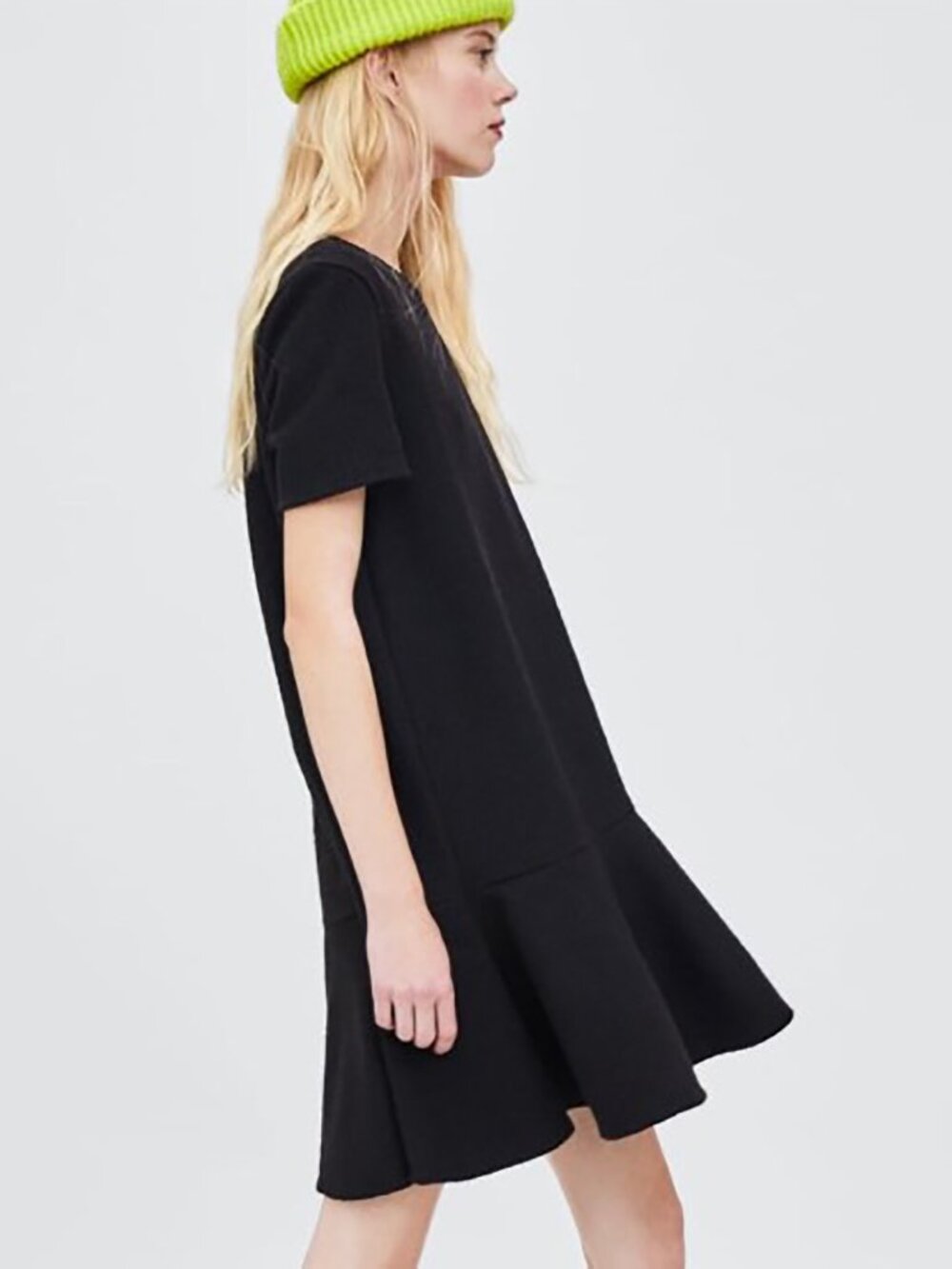 ZARA Textured Pleated Mini Dress – Black – Size S – NWOT